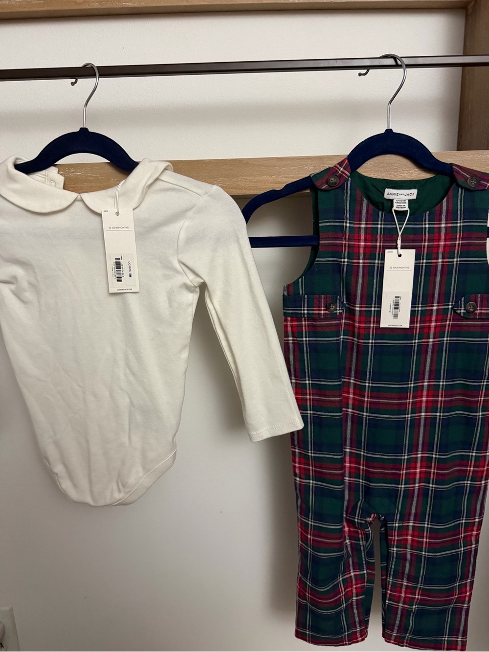 Janie and Jack Red and Green Plaid Button-Up Shirt